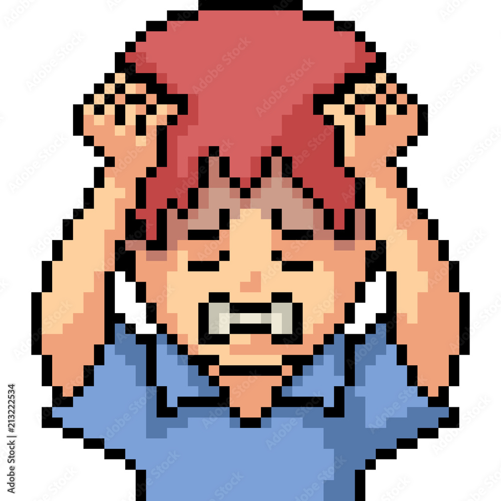 Fototapeta premium vector pixel art stress headache