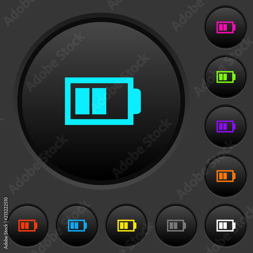 Half battery with two load units dark push buttons with color icons