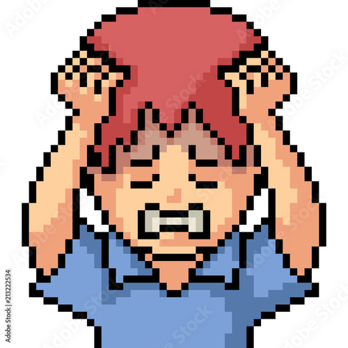 vector pixel art stress headache