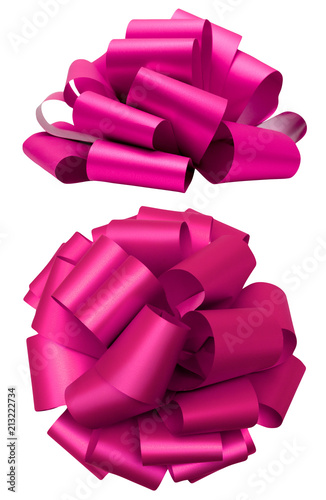 Pink lush bow isolated clipping path