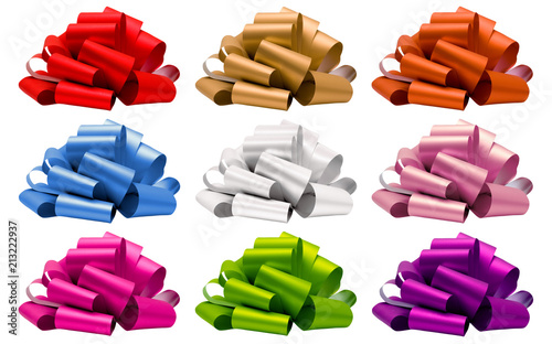 Collection of bow isolated over white with path