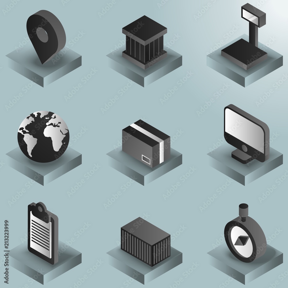 Logistics color gradient isometric icons Logistics color gradient isometric icons