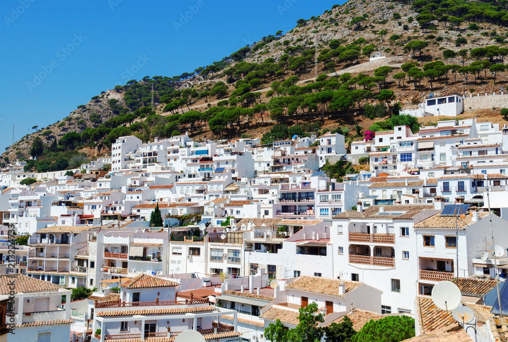 View of Mijas - typical white town in Andalusia, southern Spain, provence Malaga, Costa del Sol. 