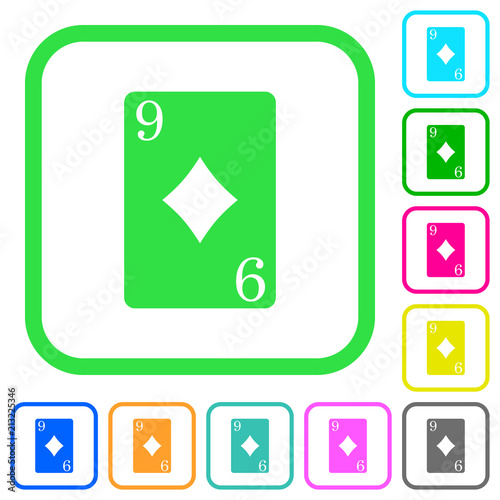 Nine of diamonds card vivid colored flat icons