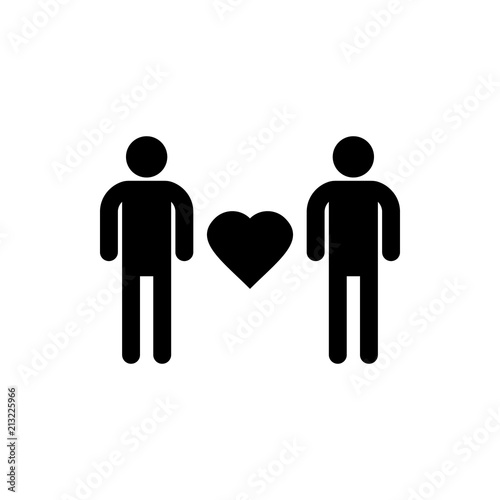 LGBT, gays, heart, two man love isolated vector icon