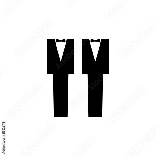 LGBT, gays, tuxedo, two man love isolated vector icon