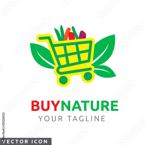 Natural food Shopping Cart Icon/Logo
