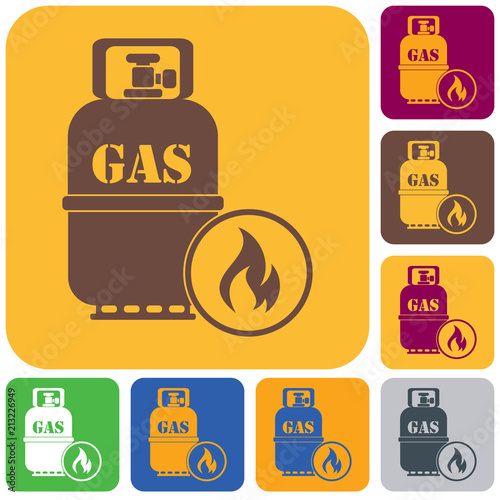 Camping stove with gas bottle icon vector