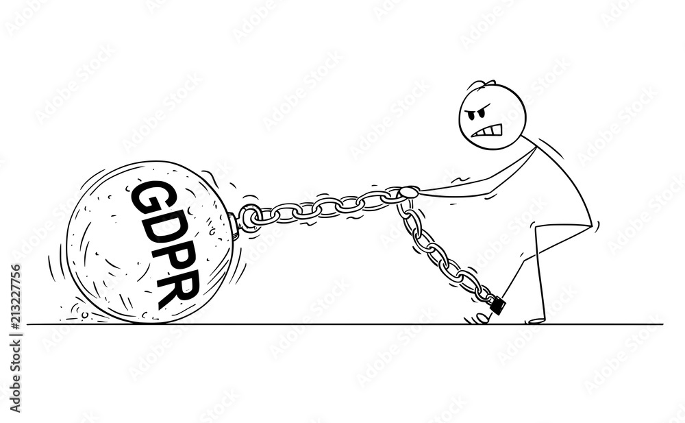 Cartoon stick drawing conceptual illustration of man or businessman pulling  hard big Iron ball chained to his leg. Business concept of GDPR or data  protection regulation. Stock Vector | Adobe Stock