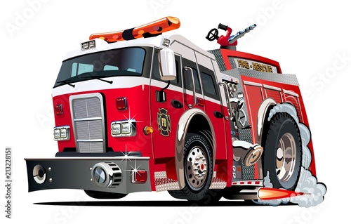 Tableau sur toile Vector cartoon firetruck