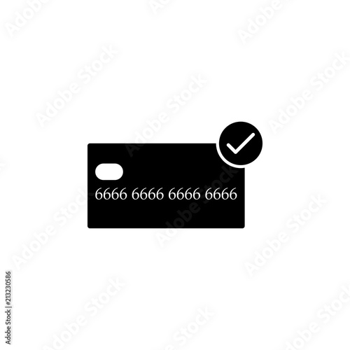 credit card check mark icon, proof of payment isolated