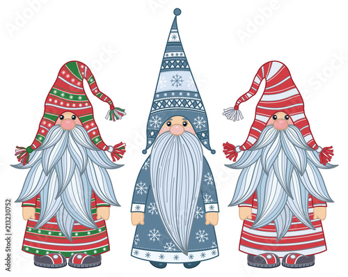 Vector   gnomes cartoons  isolated on white.