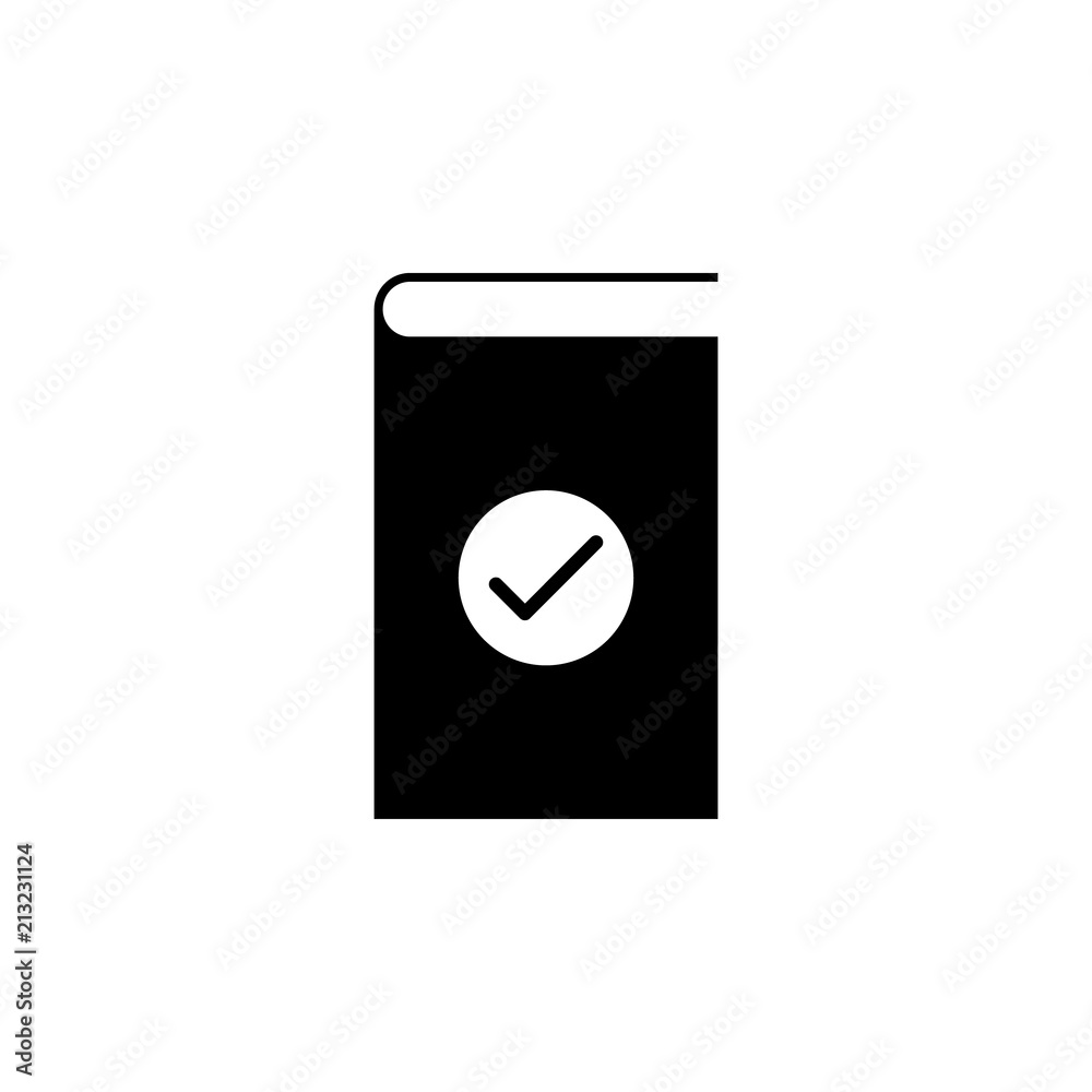 Book with check mark simple icon. Approve book vector illustration, isolated Book with check mark simple icon. Approve book vector illustration, isolated