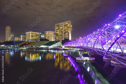 The helix bridge with marina bay in background