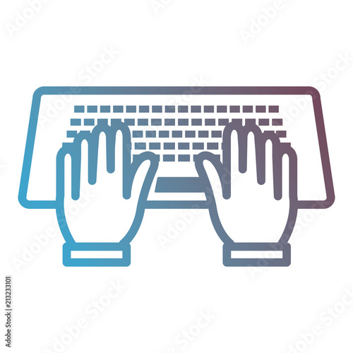 hands typing in keyboard