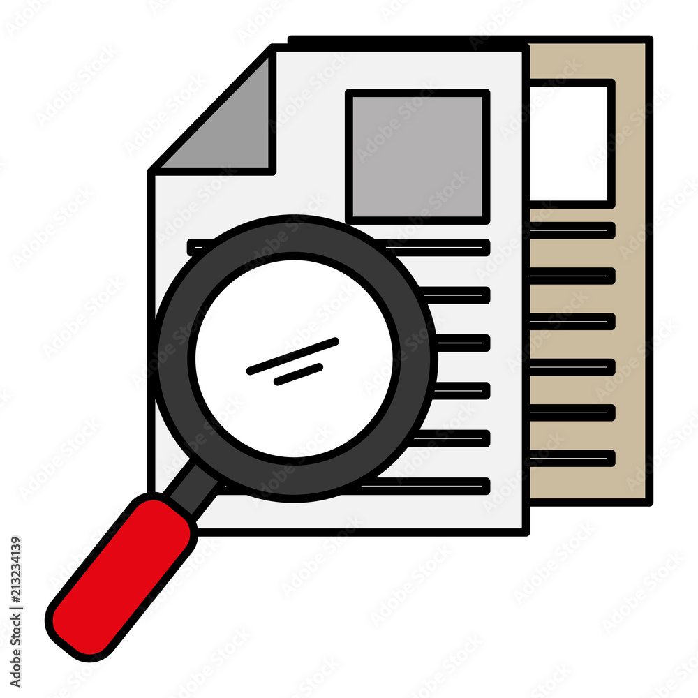 magnifying glass with documents magnifying glass with documents