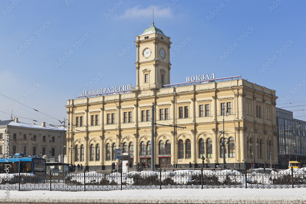 The building of the Leningrad Railway Station in Moscow, Russia
