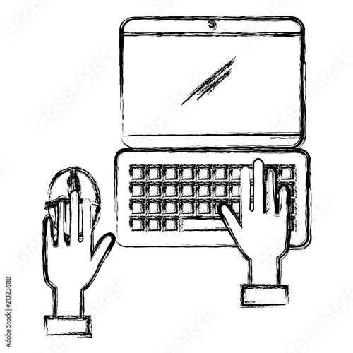 hands using laptop with mouse