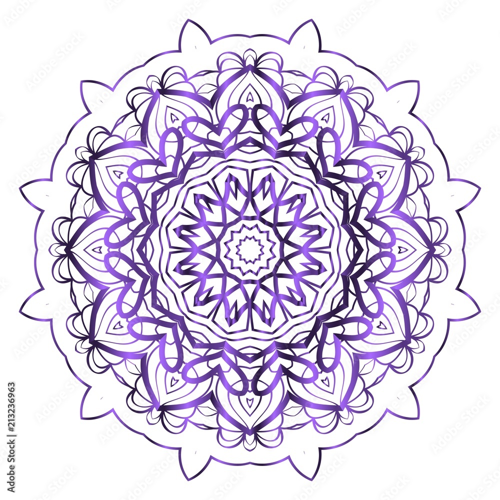 Mandala on a white background. Beautiful oriental, asian motives. Flower vector.