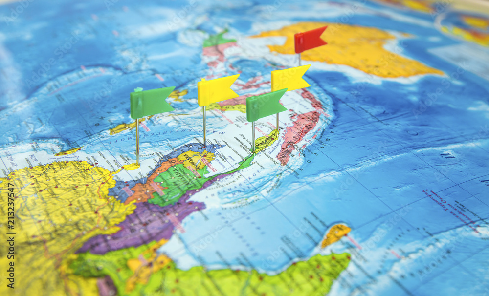 World map with flags where to go on a trip World map with flags where to go on a trip