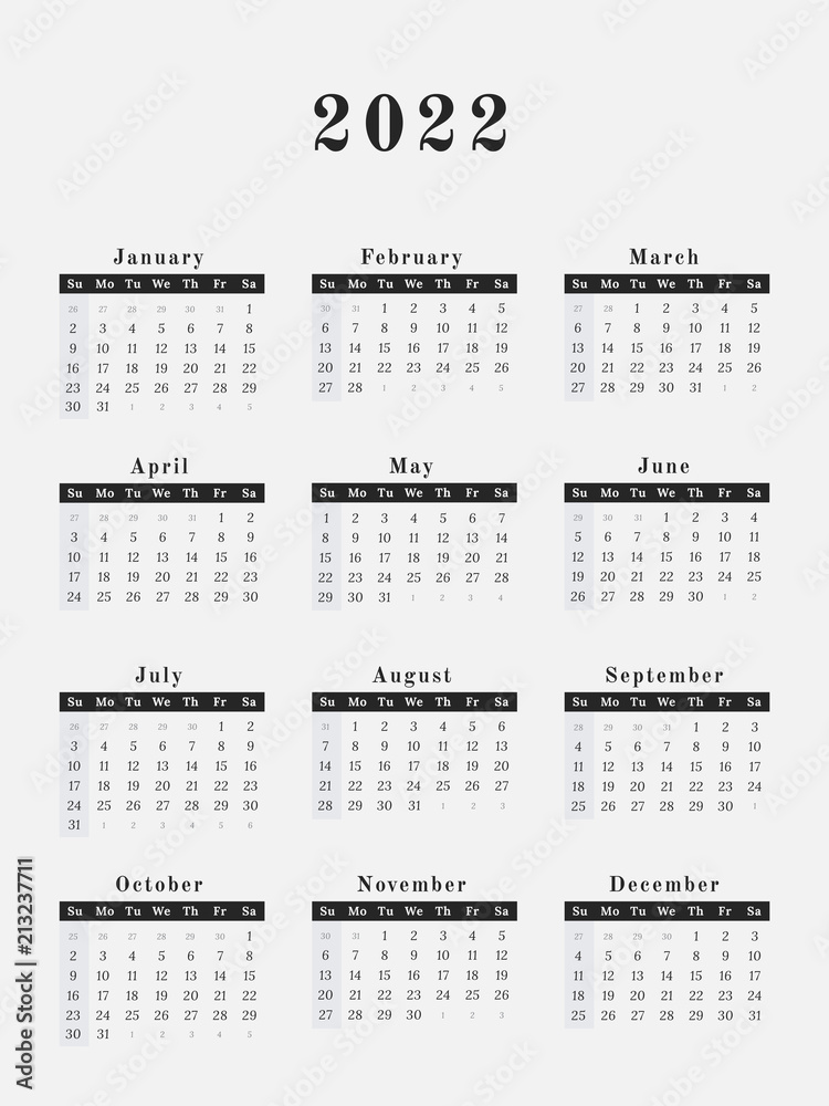 2022 Year Calendar vertical design Stock Vector | Adobe Stock