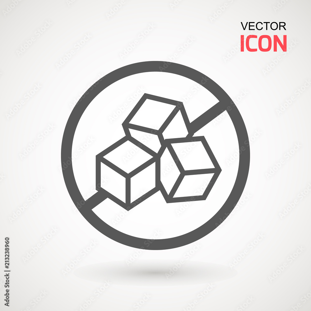 No Sugar free vector icon. Vector sugar cubes in circle icon for no sugar added product package design. No Sugar free vector icon. Vector sugar cubes in circle icon for no sugar added product package design.
