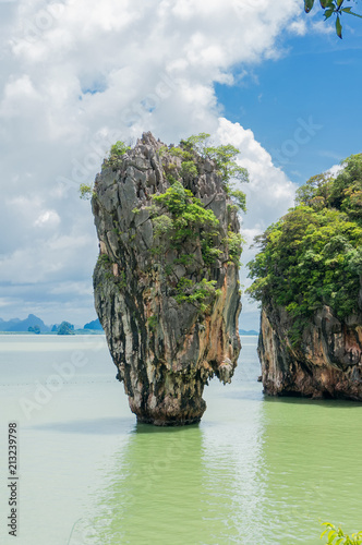 James Bond Island also call Nail Island, is a small limestone cliff, vertical stand on the sea with 20 metres high. Its diameter ranging in the top around 8 metres and bottom around 4 metres. © eltonmaxim