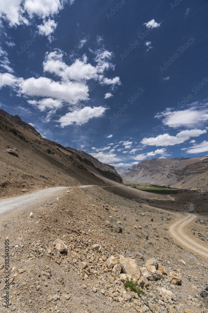Landscape of Sandy Roads in Himalaya Mountains