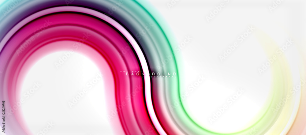 Rainbow fluid color line abstract background - swirl and circles, twisted liquid colours design, colorful marble or plastic wavy texture backdrop, multicolored template for business or technology Rainbow fluid color line abstract background - swirl and circles, twisted liquid colours design, colorful marble or plastic wavy texture backdrop, multicolored template for business or technology