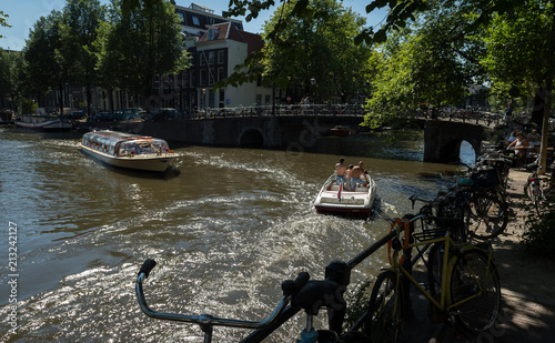 Boats on the Brouwersgracht, Amsterdam, Netherlands photo