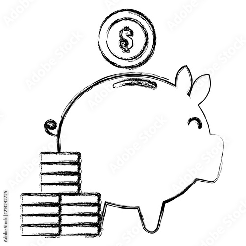 piggy savings with coins