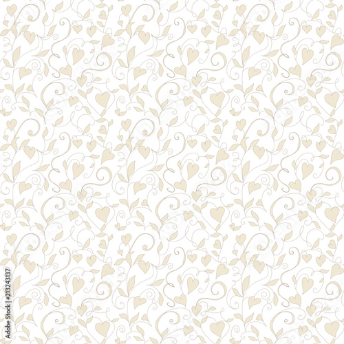 Seamless love background, wedding floral pattern with hearts