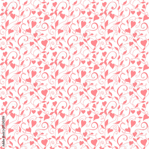 Seamless love background, wedding floral pattern with hearts