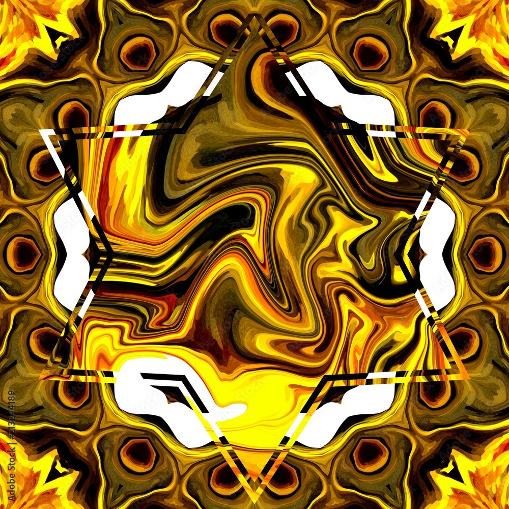 Liquid painting rich golden fractal art. Magic luxury artwork. Graphic design artistic pattern. Abstract gold surreal background. Elegant print. 