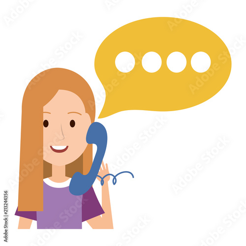 woman calling with telephone