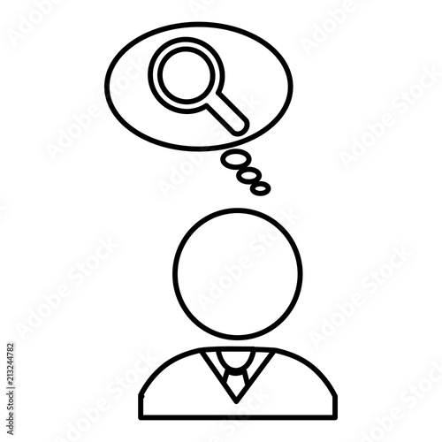 businessman with speech bubble and magnifying glass