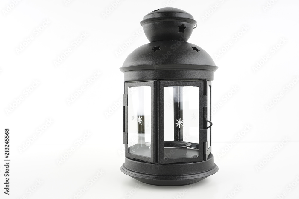 Black lantern over white background. Religion concept Black lantern over white background. Religion concept