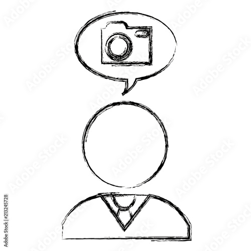businessman with speech bubble and camera