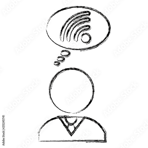 businessman with speech bubble and wifi signal