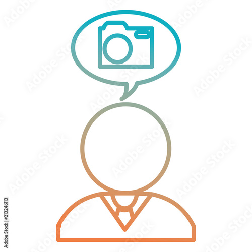 businessman with speech bubble and camera