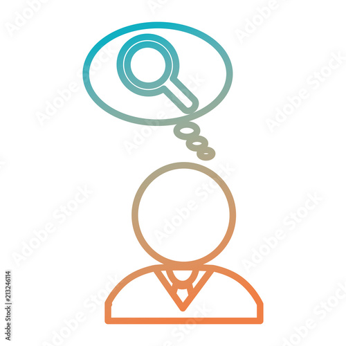 businessman with speech bubble and magnifying glass