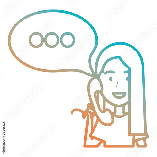 woman calling with telephone