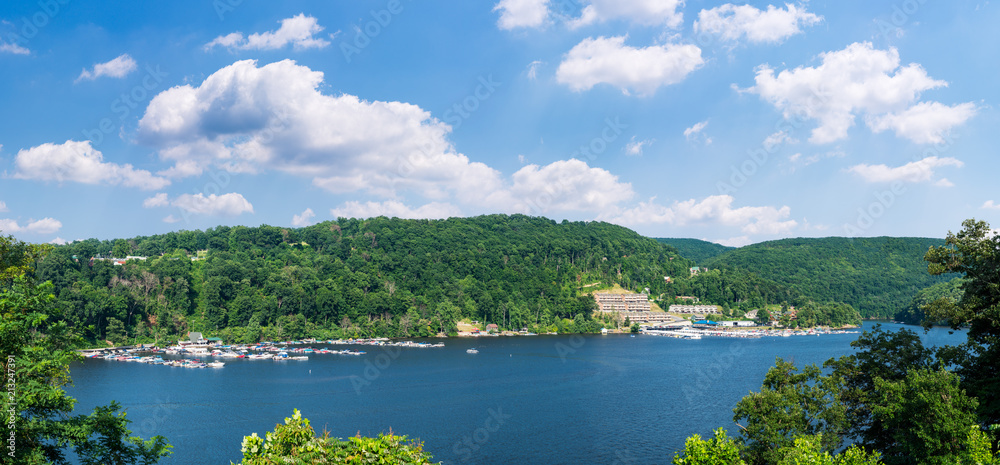Power boats in summer on Cheat Lake Morgantown