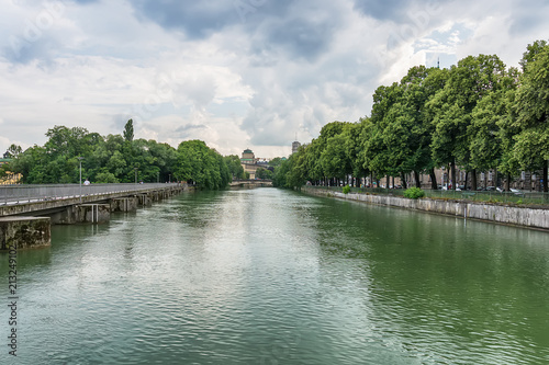 Munich, Germany June 09, 2018: Isar river in Muinch 