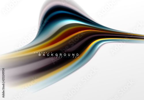 Fluid liquid mixing colors concept on light grey background, curve flow, trendy abstract layout template for business or technology presentation or web brochure cover, wallpaper