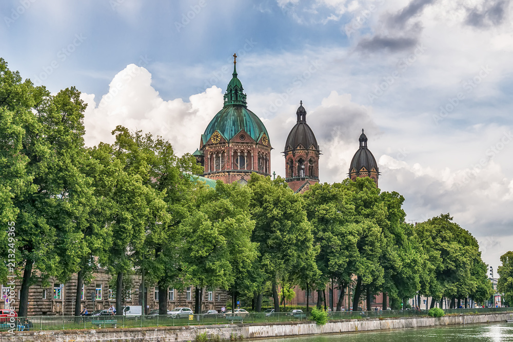 Fototapeta premium Munich, Germany June 09, 2018: St. Luke Church in Munich, Germany
