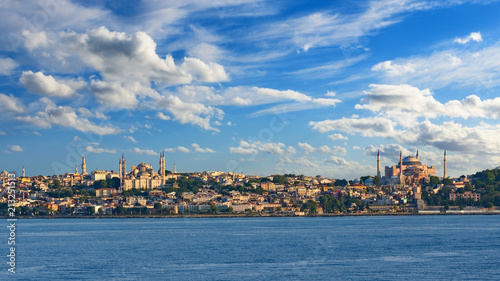 Panoramic view of historical part of Istanbul from Bosphorus