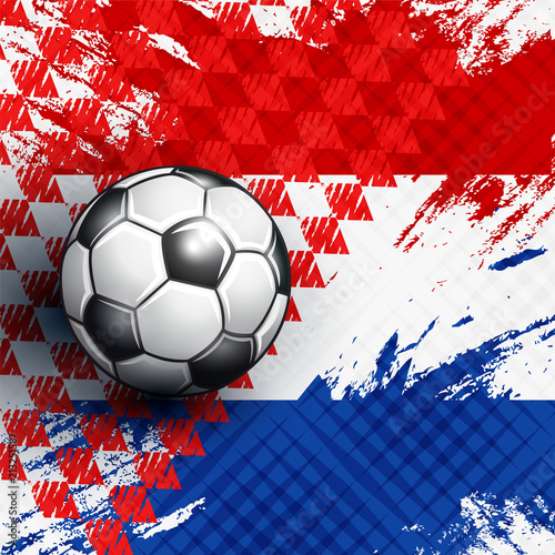 Soccer ball on Croatia flag abstract backgrounds.