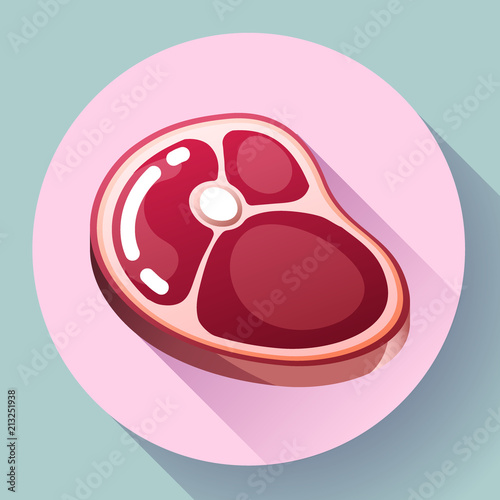 vector piece of raw meat steak. Juicy hunk of meat icon. Isolated image.
