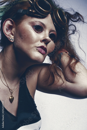 Conceptual caricatural art portrait of woman